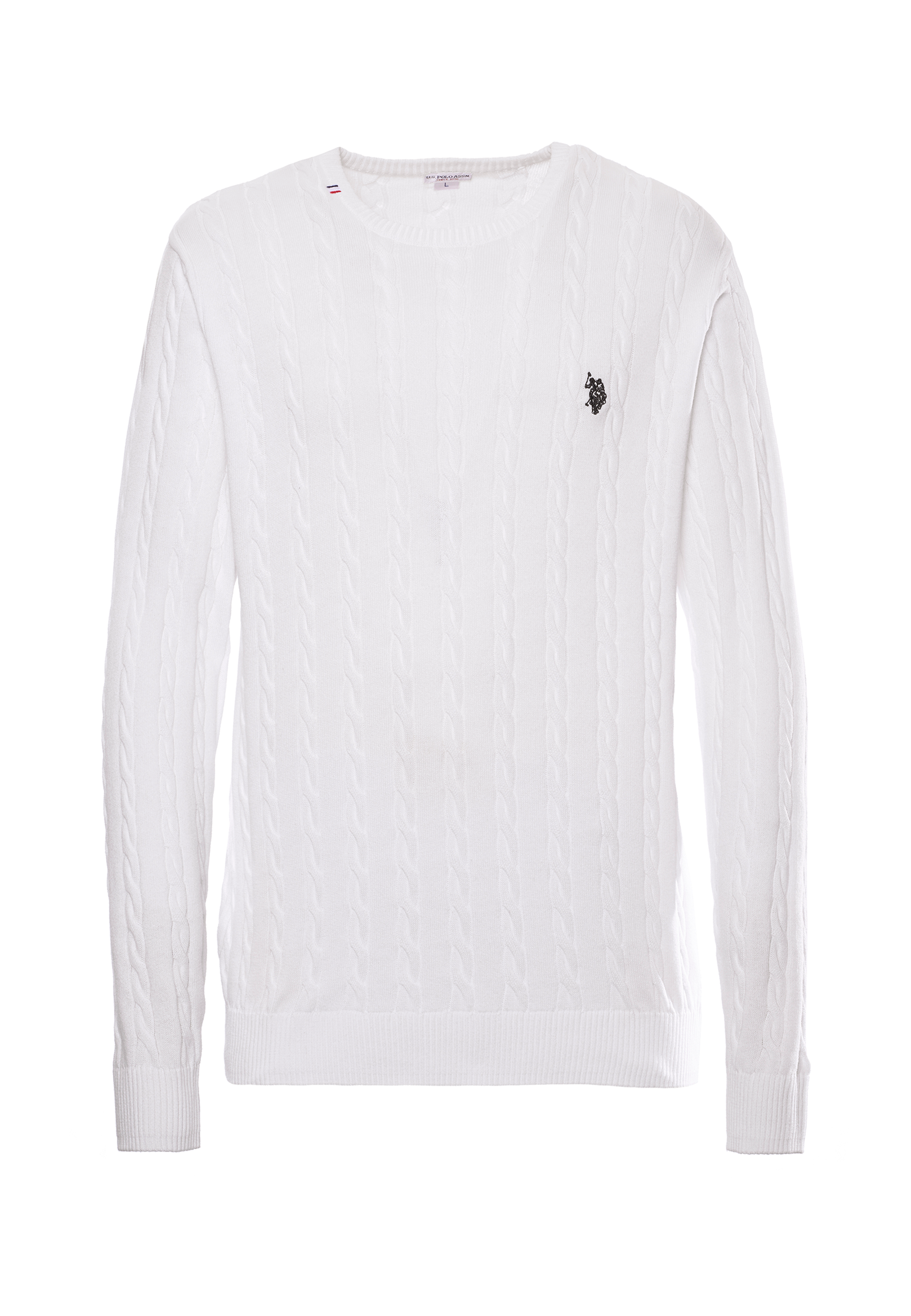 Maglia girocollo a treccia in cotone