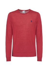 Maglia girocollo misto cotone e lino