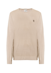 Maglia girocollo misto cotone e lino