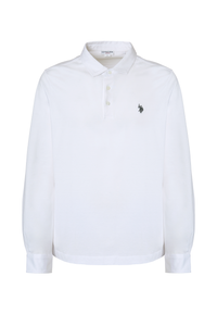 Polo shirt a maniche lunghe in cotone premium quality con logo e bottoni sulle maniche