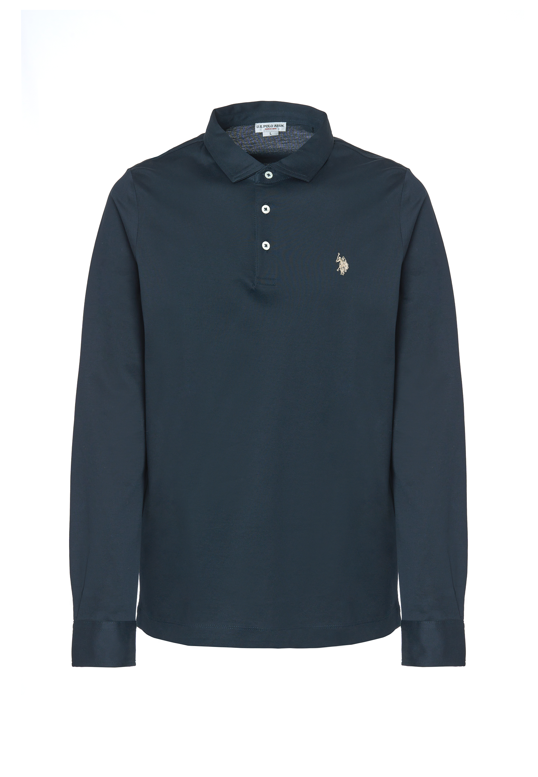 Polo shirt a maniche lunghe in cotone premium quality con logo e bottoni sulle maniche