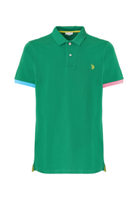 Polo shirt a maniche corte in cotone stretch con dettagli colorati