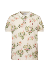 Polo shirt a maniche corte in cotone piquet con fantasia floreale e logo