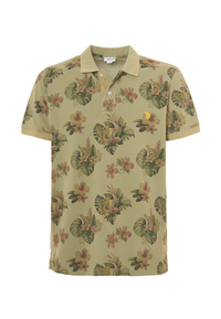Polo shirt a maniche corte in cotone piquet con fantasia floreale e logo