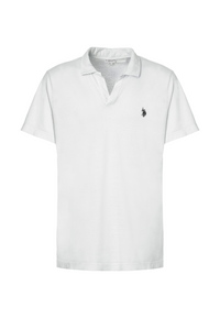 Polo shirt a maniche corte in misto canapa e cotone organico con logo