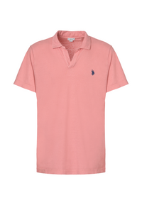 Polo shirt a maniche corte in misto canapa e cotone organico con logo
