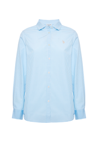 Camicia a righe in misto cotone popeline