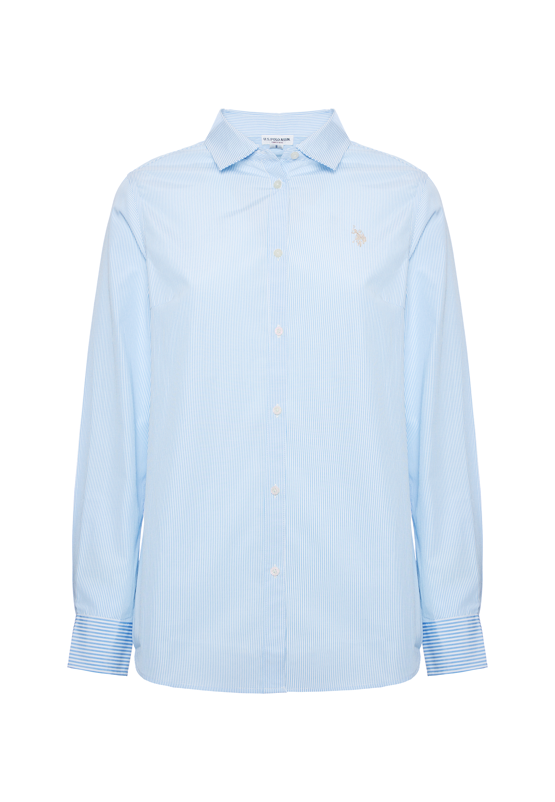 Camicia a righe in misto cotone popeline