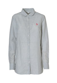 Camicia a righe in misto cotone e lino