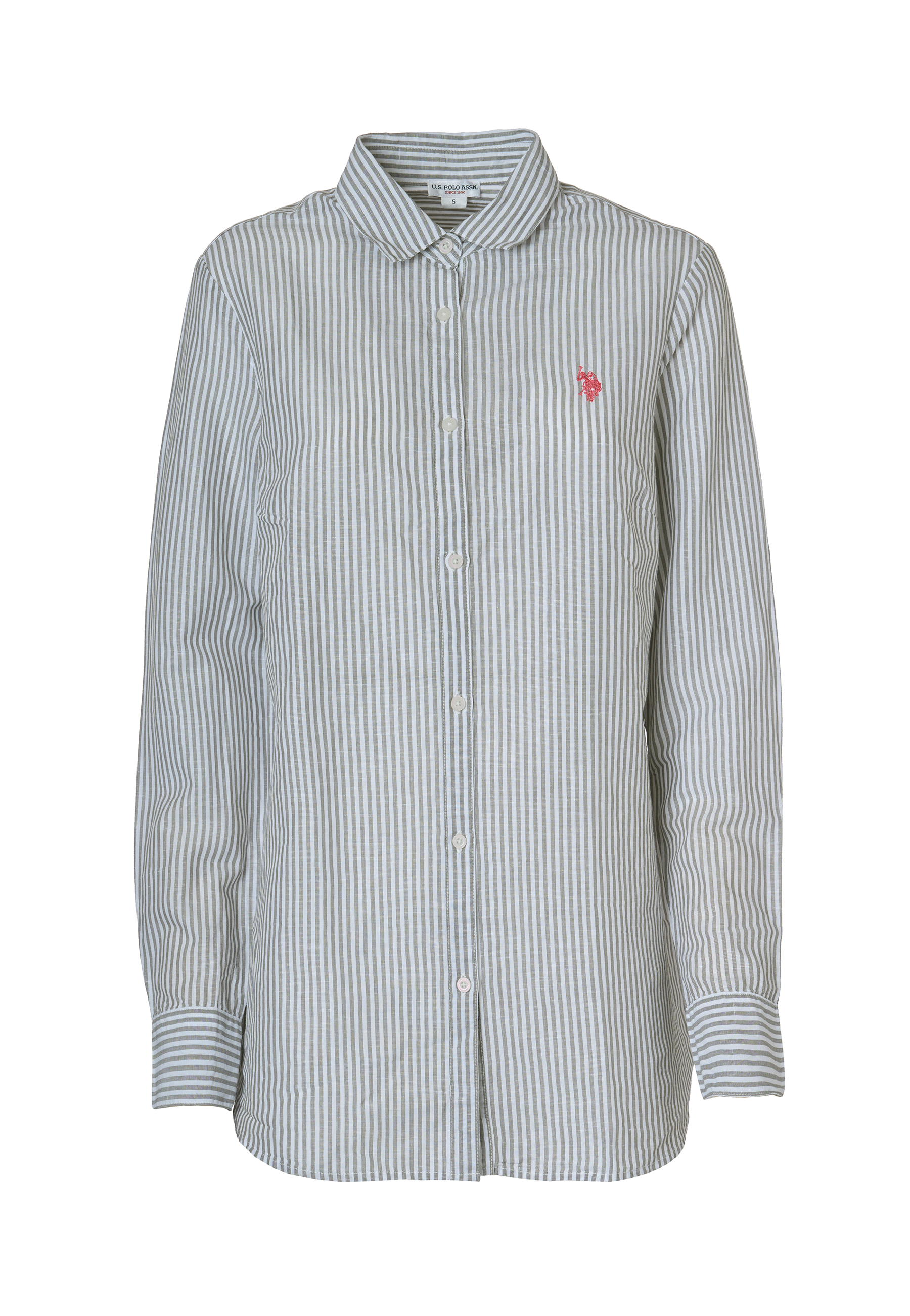 Camicia a righe in misto cotone e lino