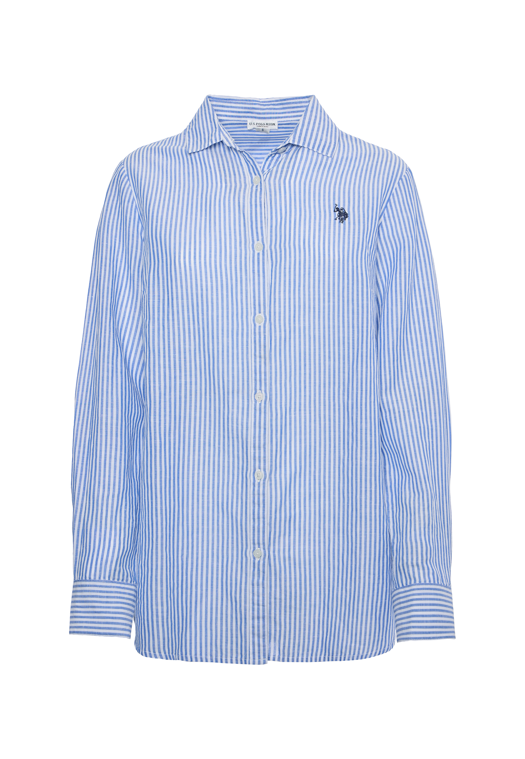 Camicia a righe in misto cotone e lino