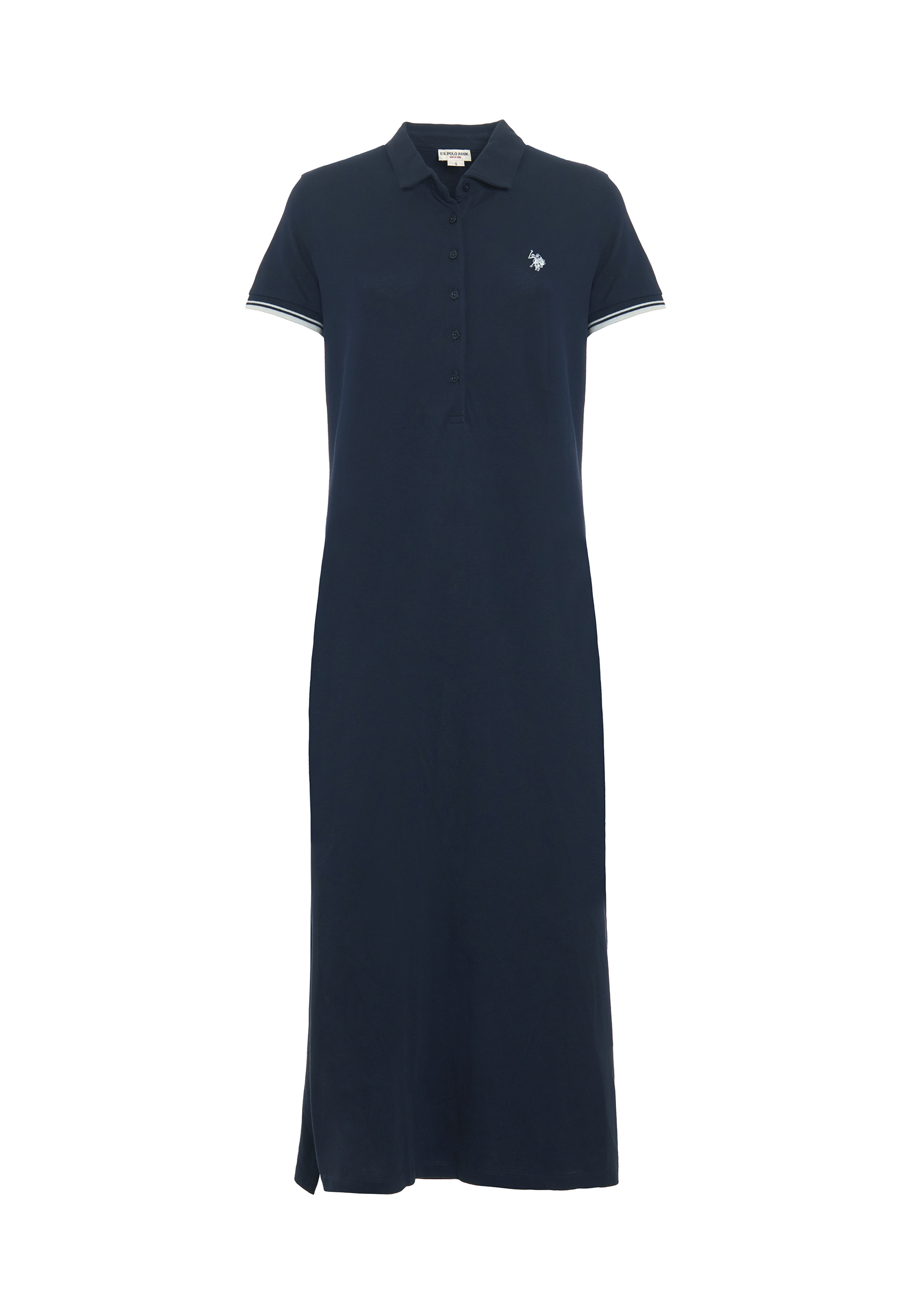 Abito lungo a maniche corte in cotone stretch micropiquet