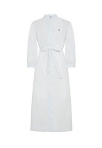 Abito chemisier con manica a 3/4 e cintura in cotone popeline