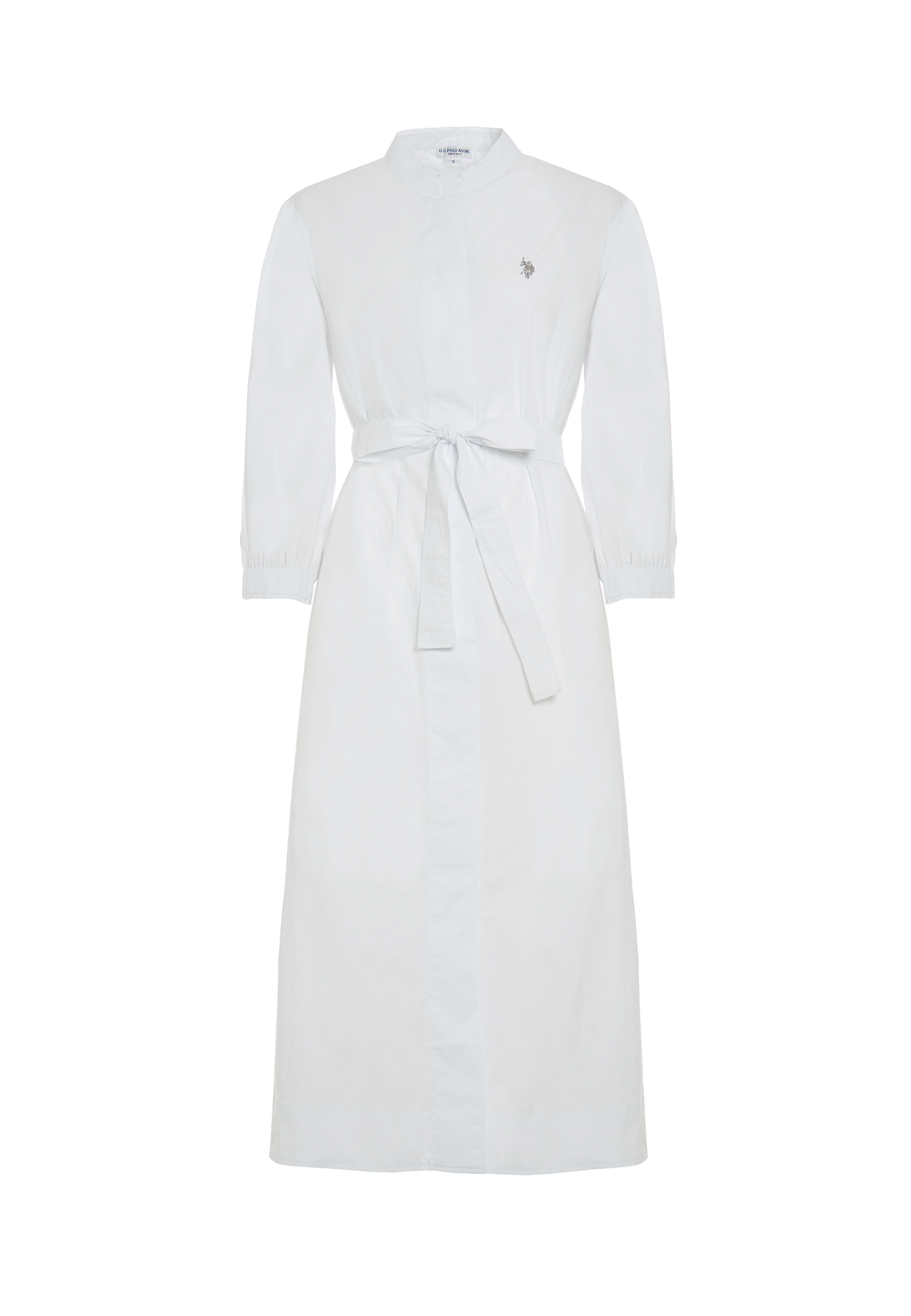 Abito chemisier con manica a 3/4 e cintura in cotone popeline