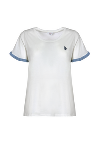 T-shirt a maniche corte in cotone light jersey con inserti a frangia