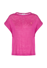 T-shirt girocollo smanicata in lino premium quality