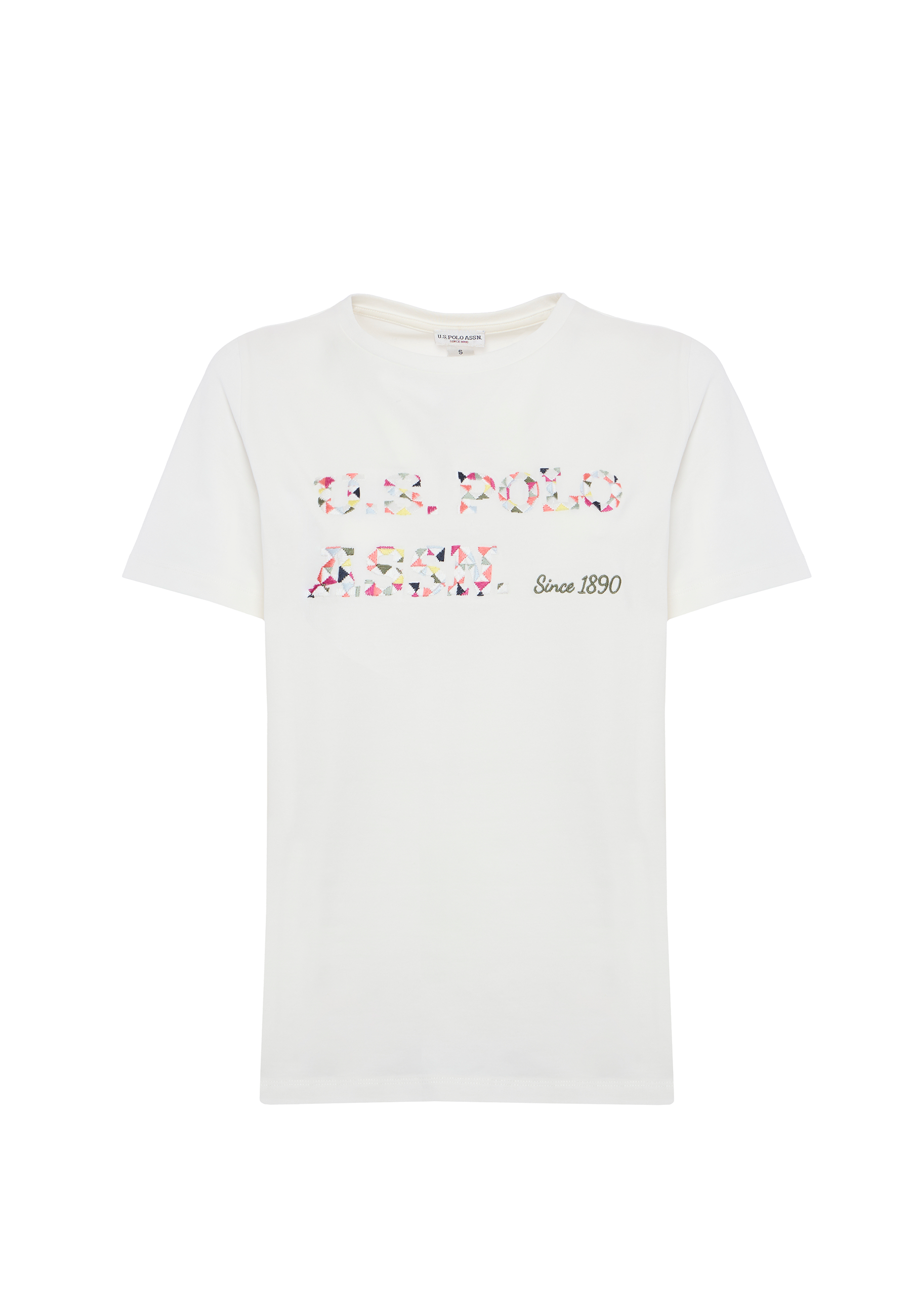 T-shirt girocollo a maniche corte con scritta U.S Polo Assn. in cotone stretch