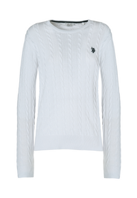 Maglia girocollo a treccia in cotone light