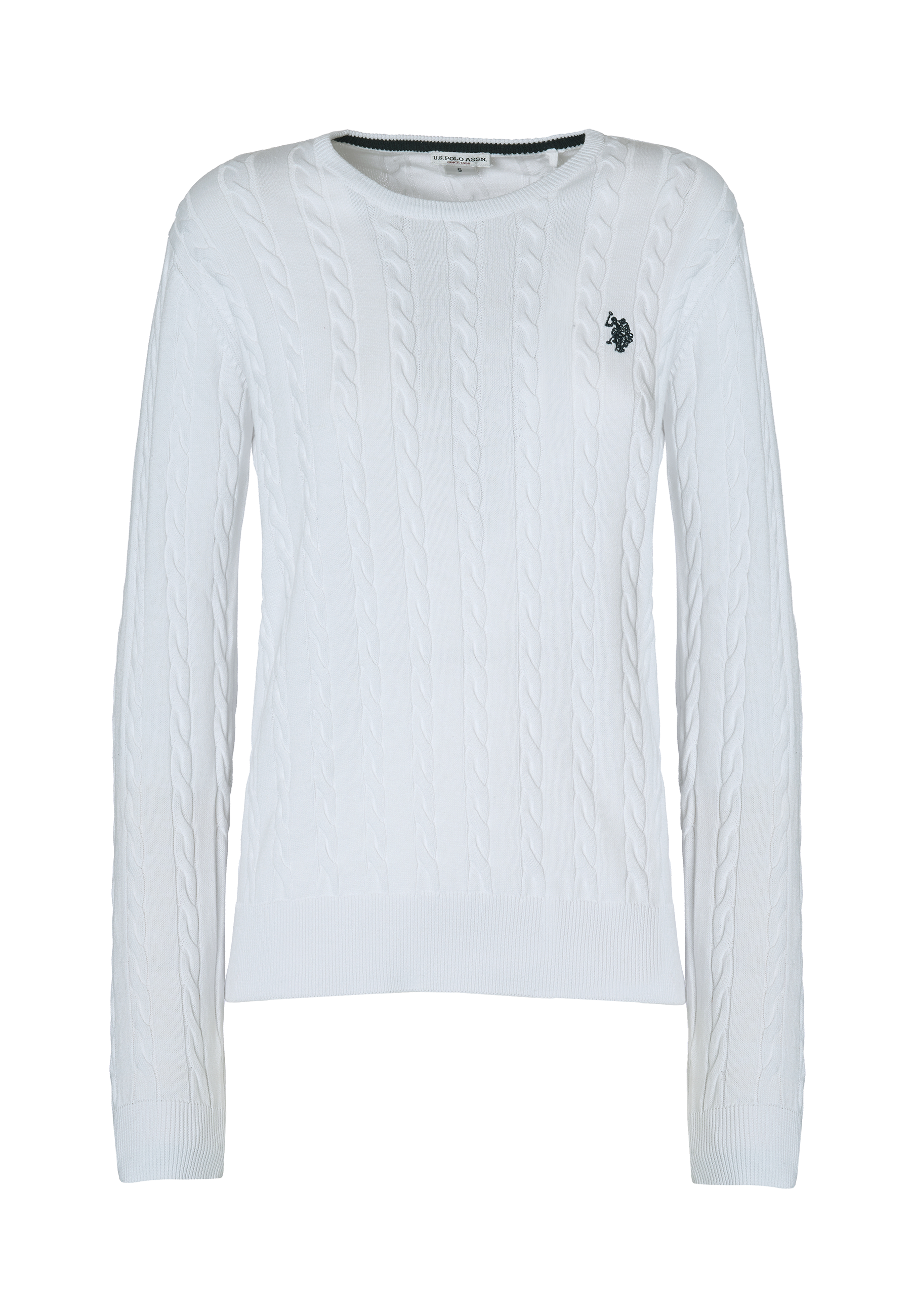 Maglia girocollo a treccia in cotone light