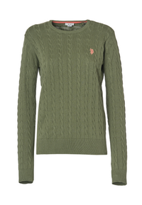 Maglia girocollo a treccia in cotone light