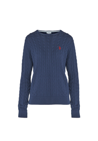 Maglia girocollo a treccia in cotone light