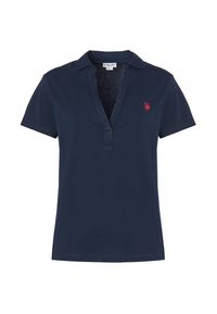 Polo shirt a maniche corte con scollo a V in cotone stretch