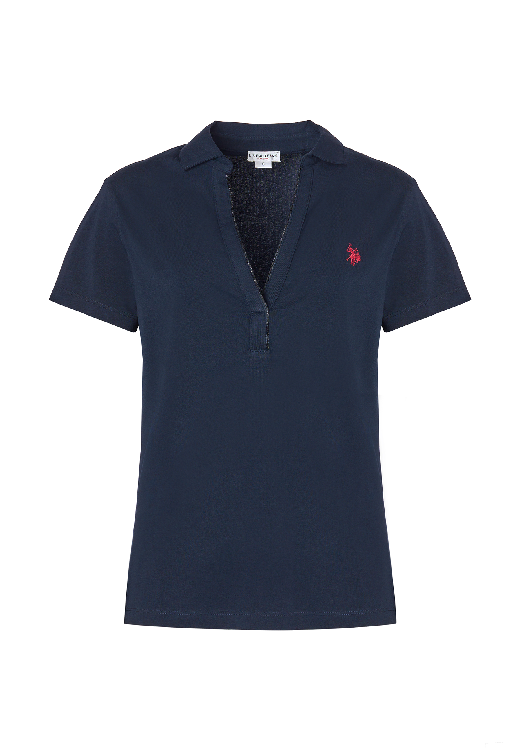 Polo shirt a maniche corte con scollo a V in cotone stretch