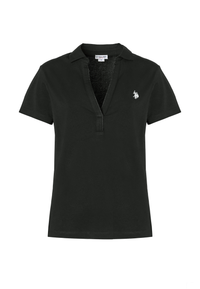 Polo shirt a maniche corte con scollo a V in cotone stretch
