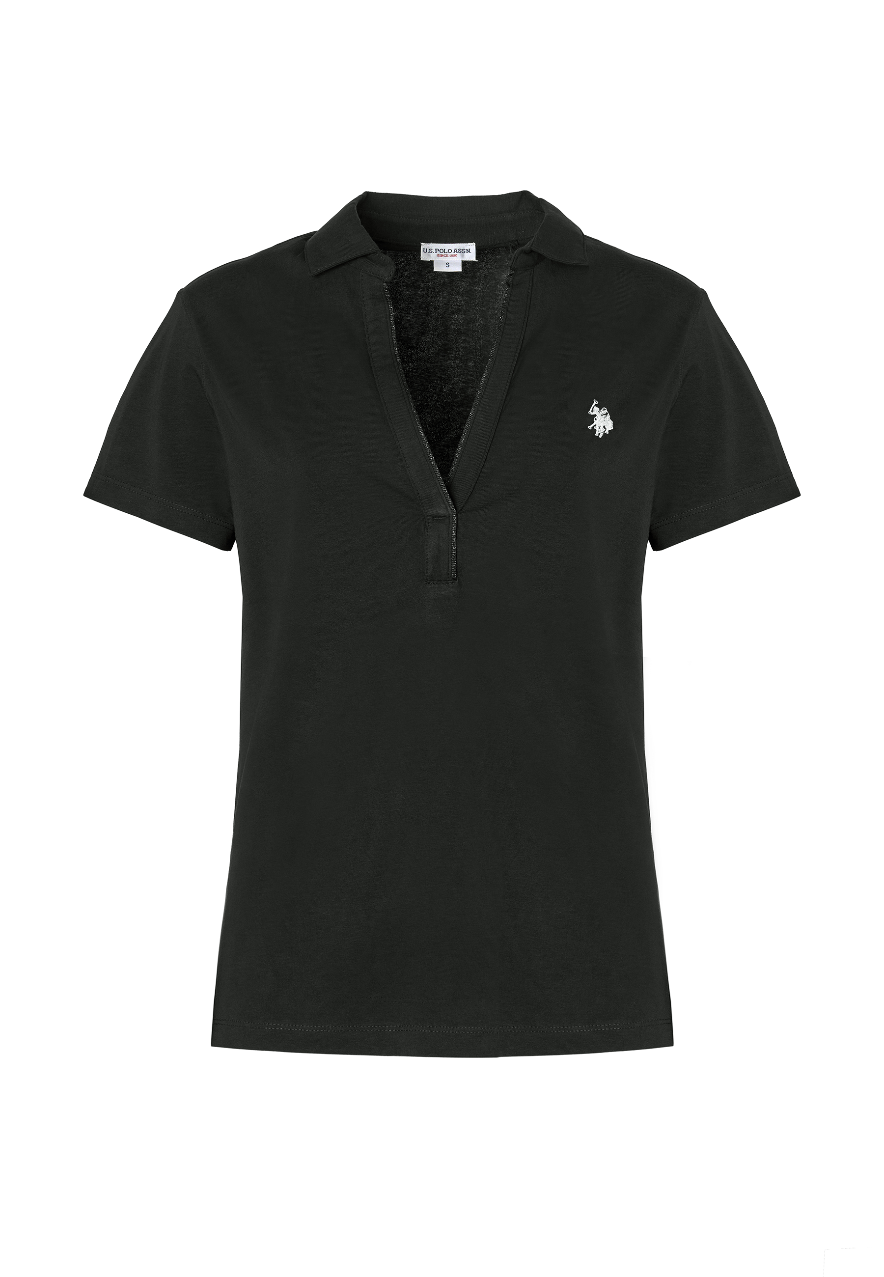 Polo shirt a maniche corte con scollo a V in cotone stretch