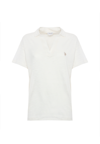 Polo a maniche corte con scollo a V in lino premium quality