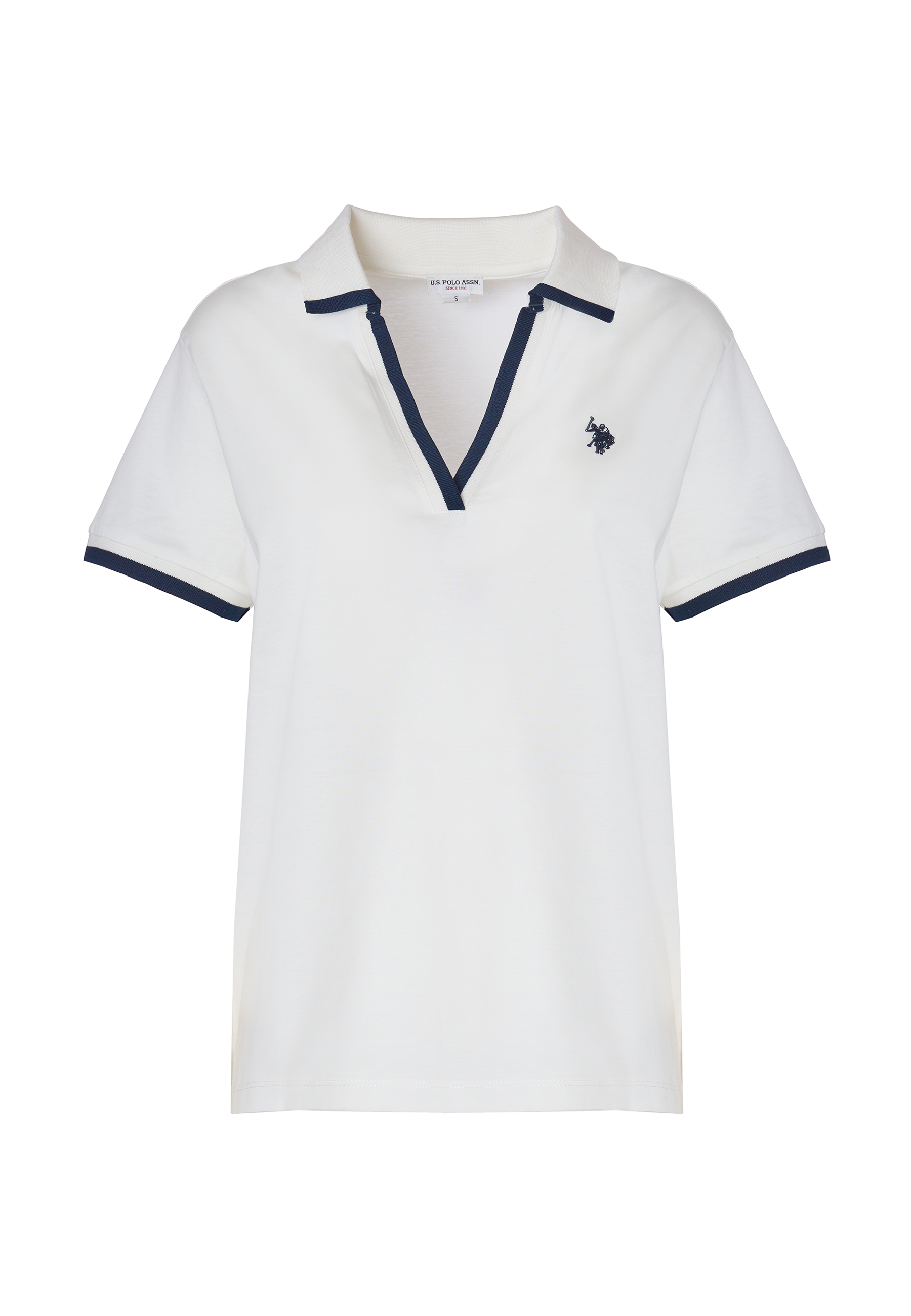 Polo shirt a maniche corte con scollo a V in cotone stretch