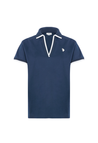 Polo shirt a maniche corte con scollo a V in cotone stretch