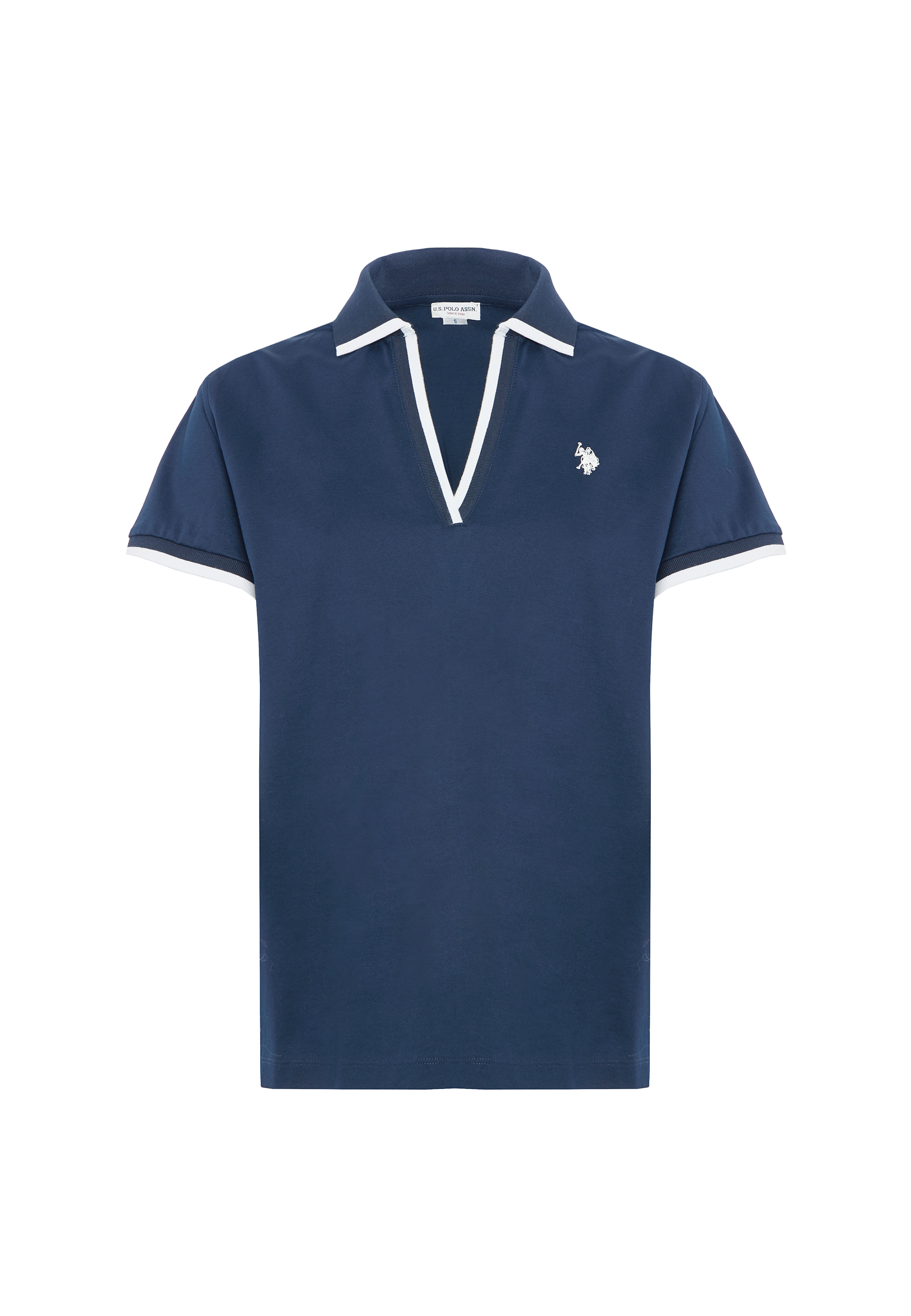 Polo shirt a maniche corte con scollo a V in cotone stretch