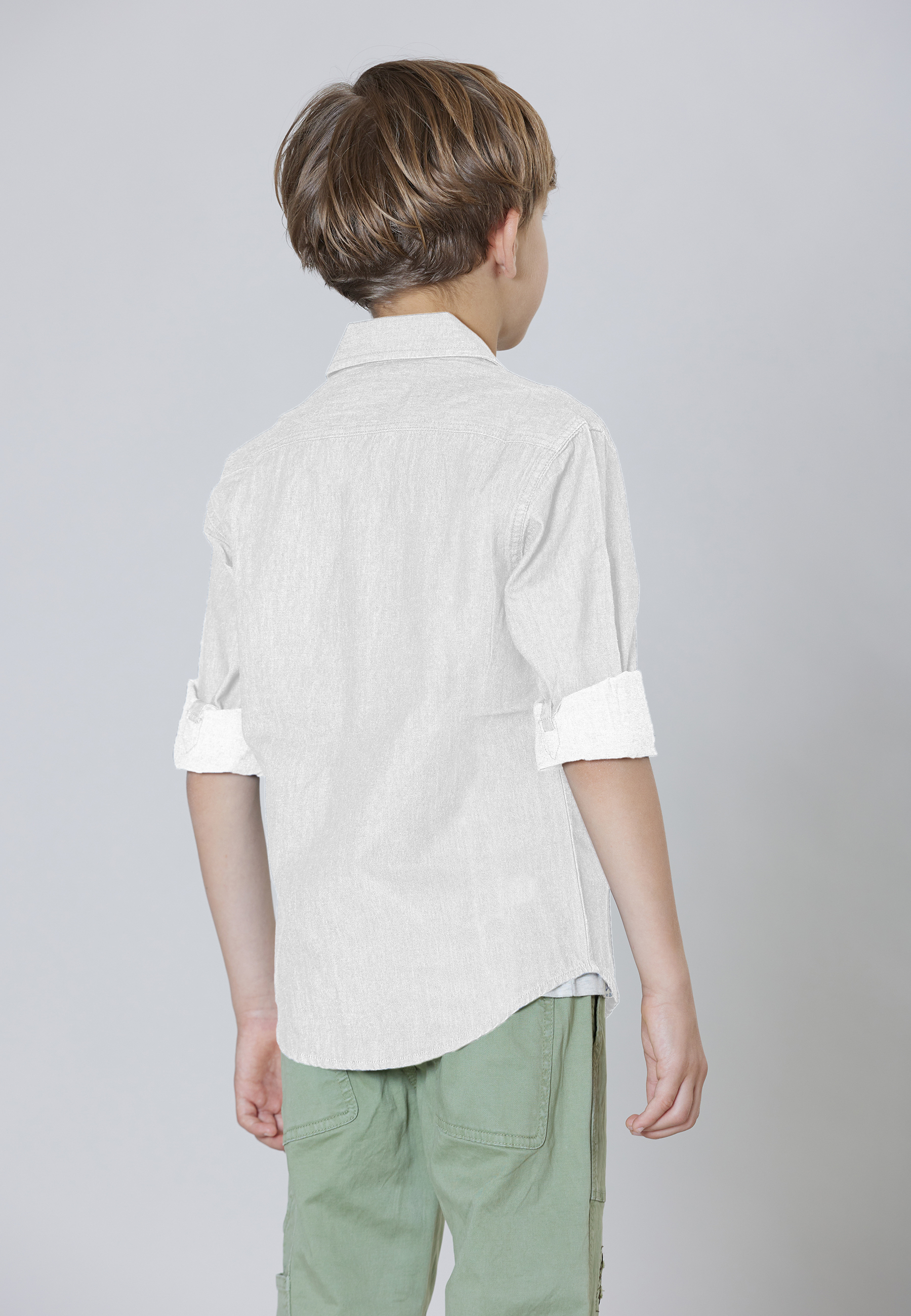 Camicia in misto lino e cotone con logo