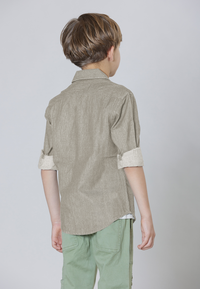 Camicia in misto lino e cotone con logo