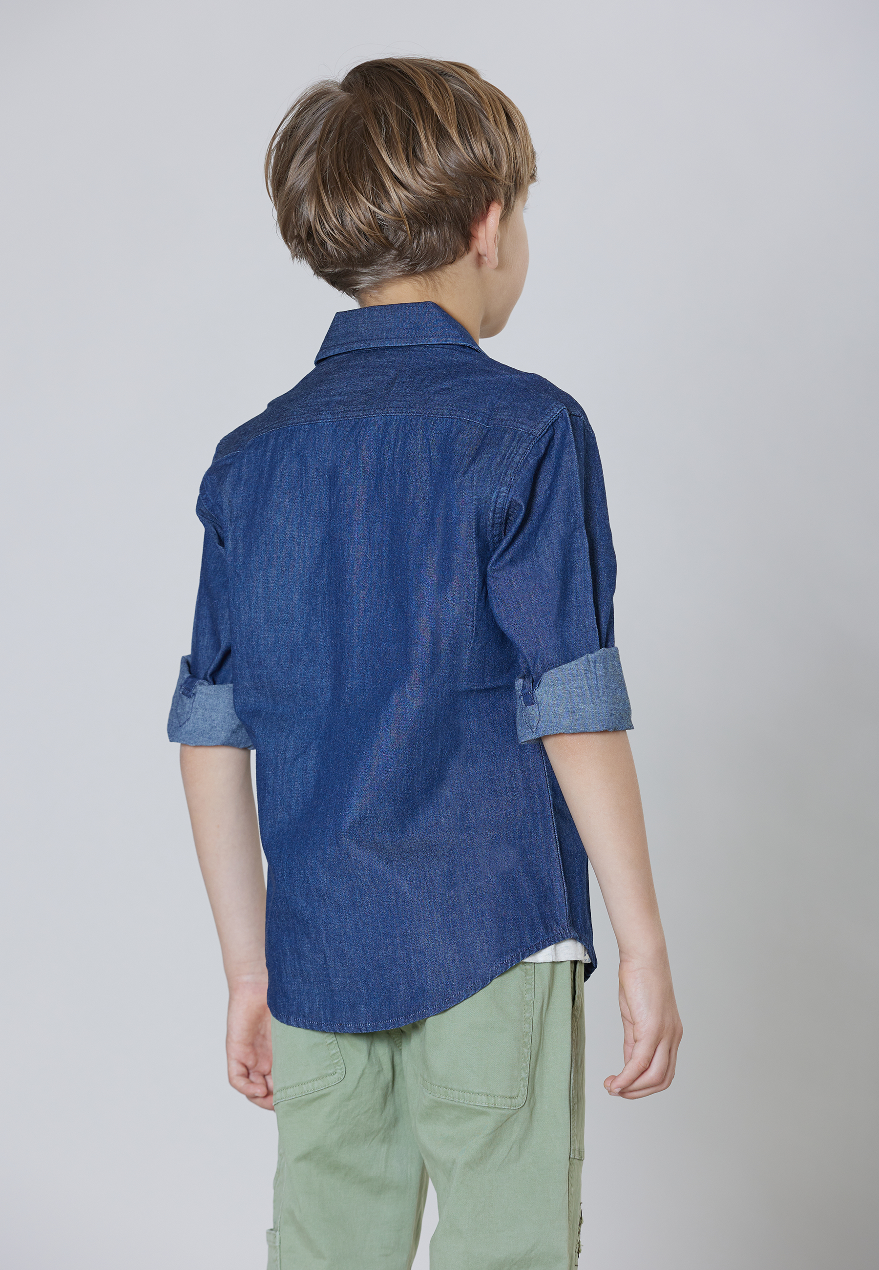 Camicia in misto lino e cotone con logo