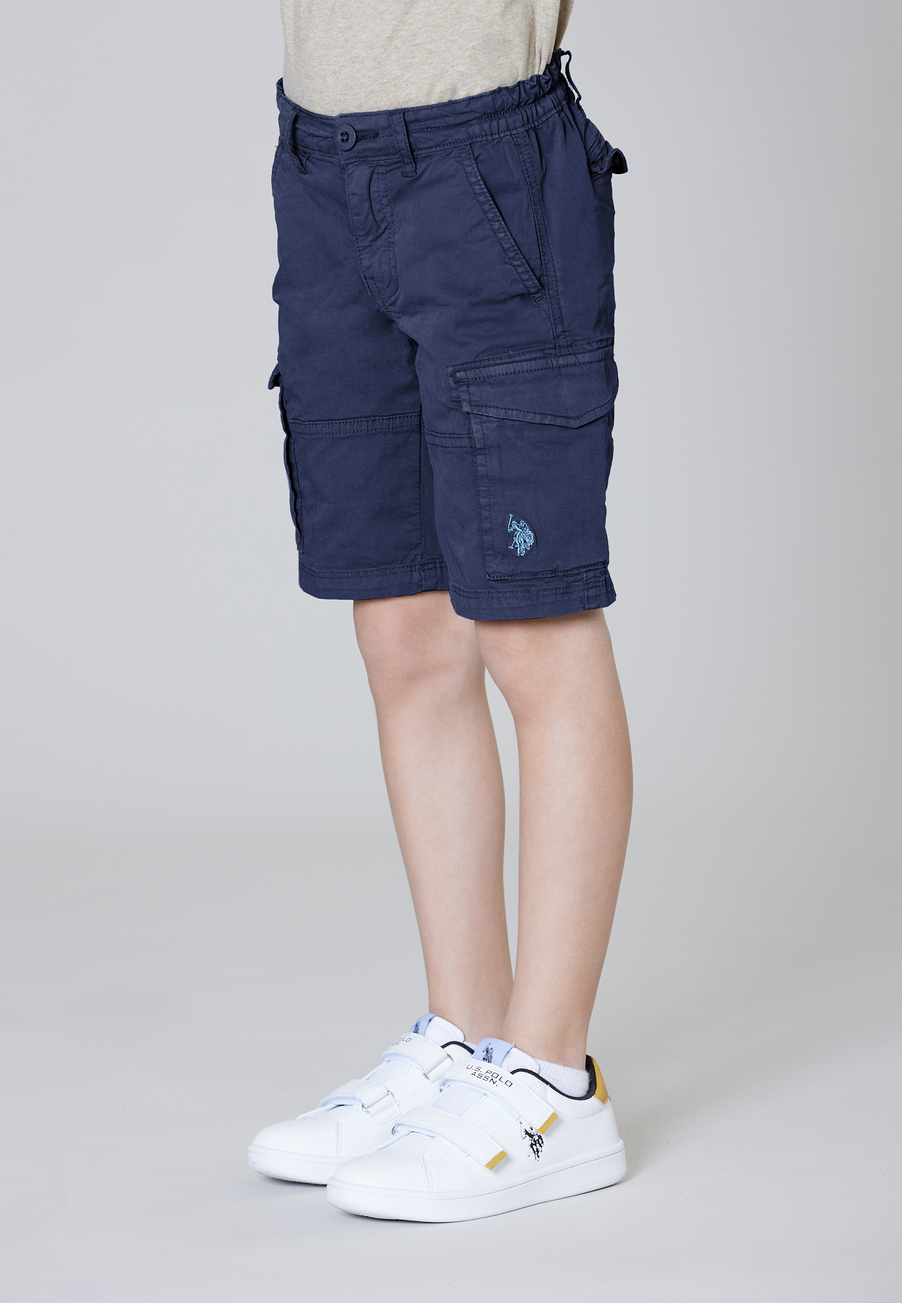 Pantalone cargo in cotone twill stretch