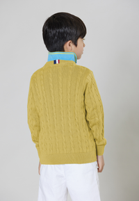 Maglia girocollo a treccia in cotone