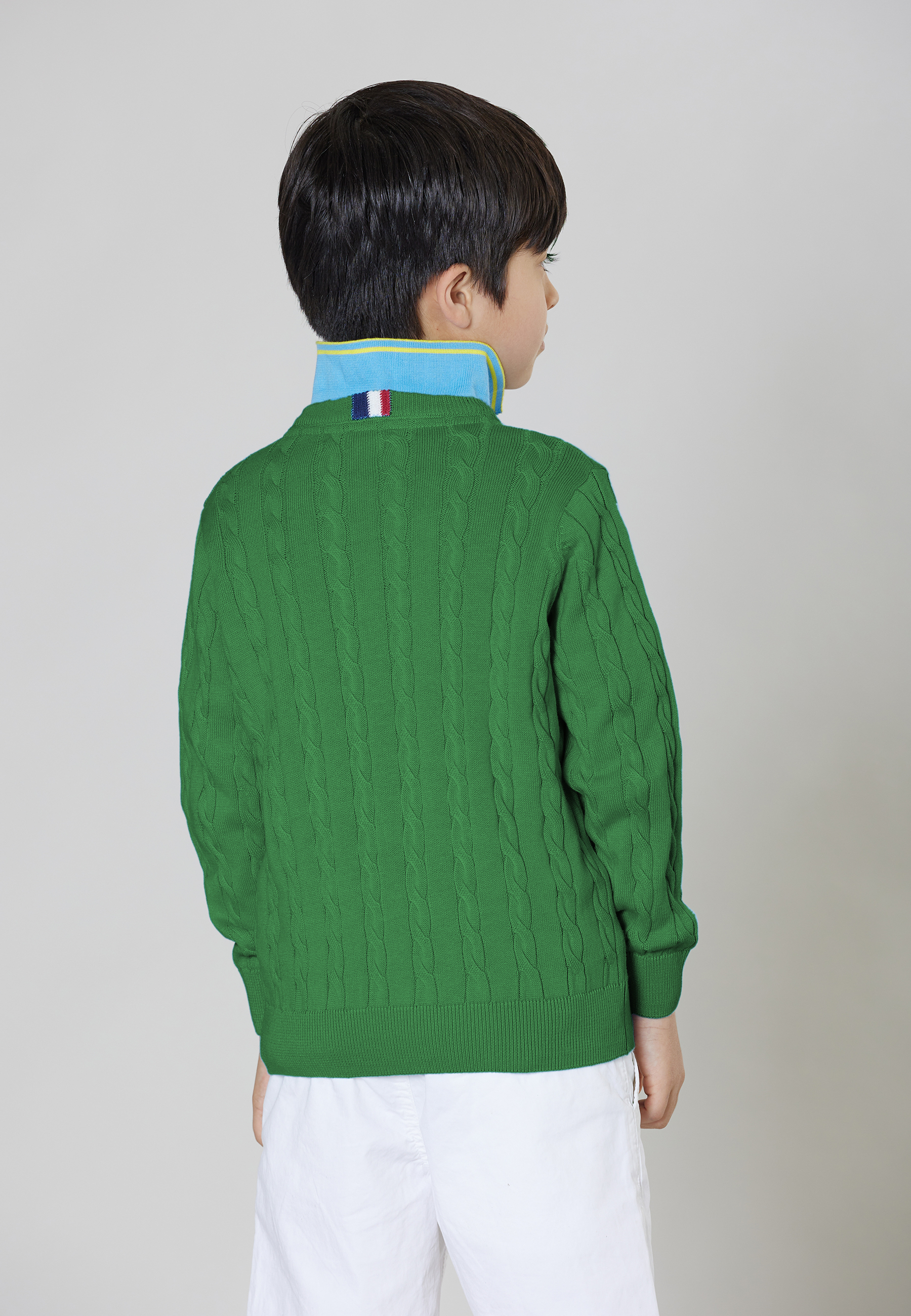 Maglia girocollo a treccia in cotone