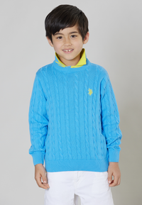 Maglia girocollo a treccia in cotone