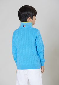 Maglia girocollo a treccia in cotone