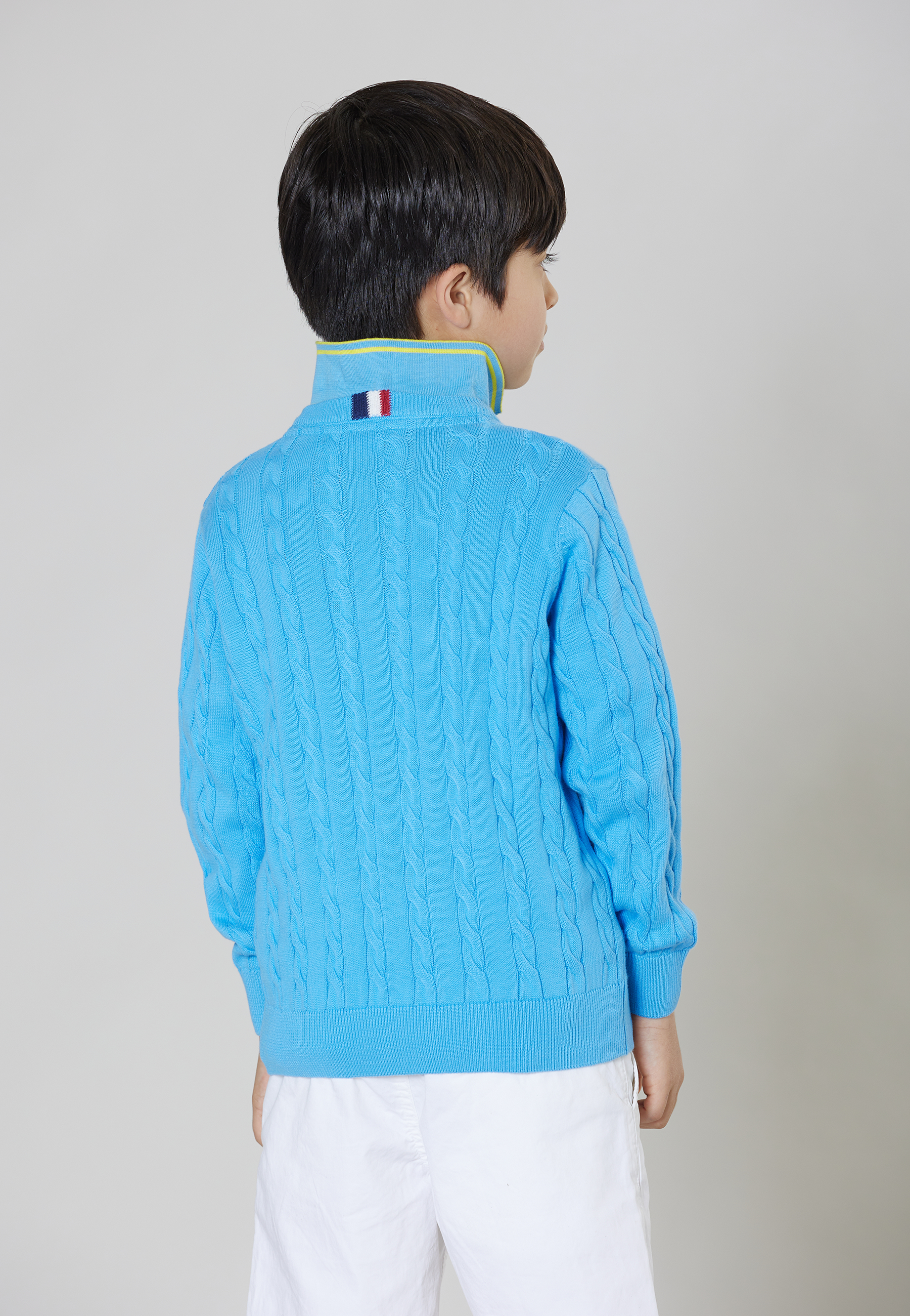 Maglia girocollo a treccia in cotone