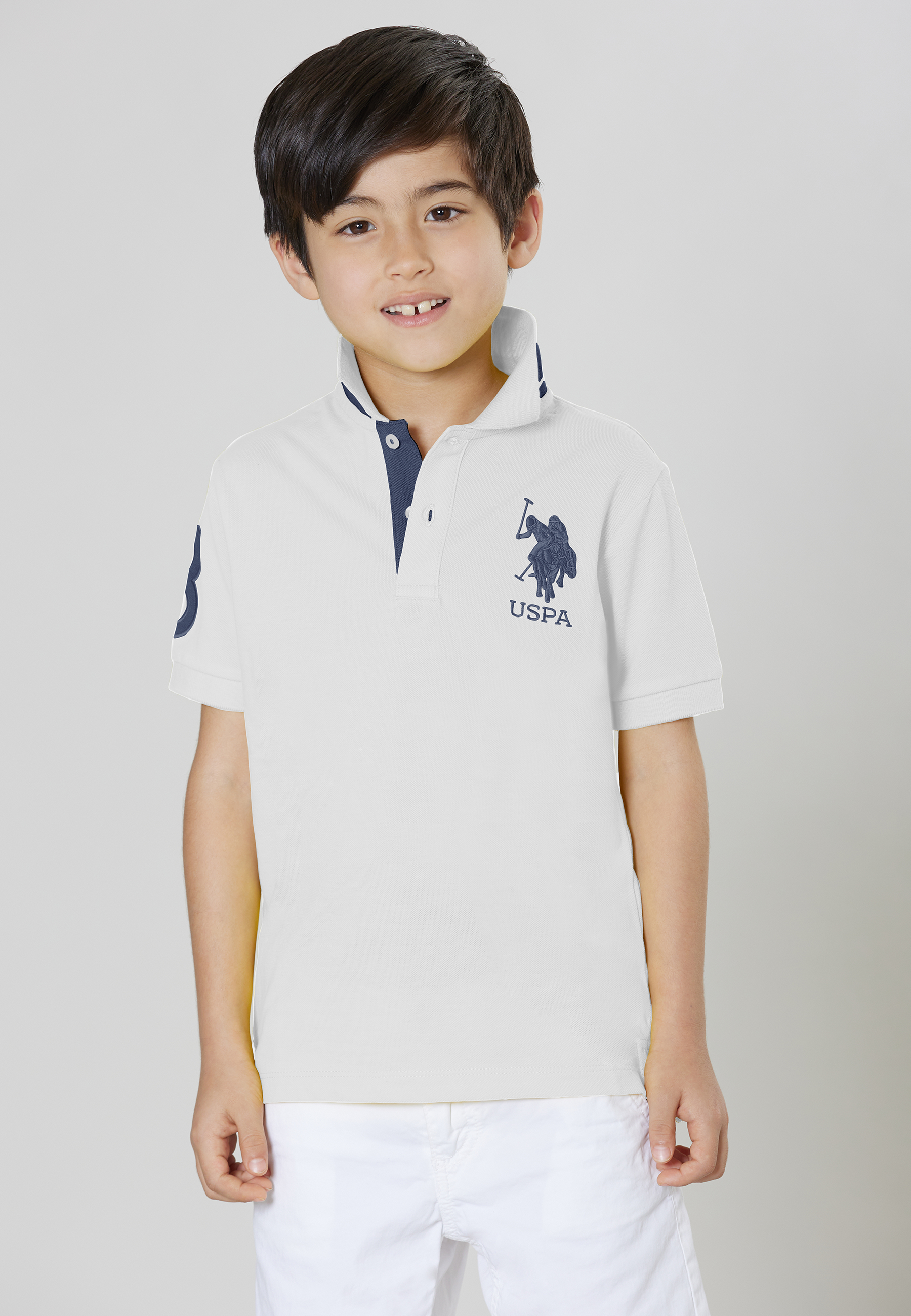 Polo shirt a maniche corte in cotone piquet con logo big e numero