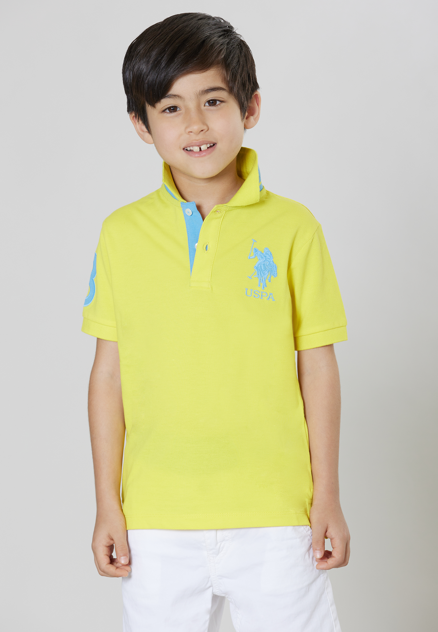Polo shirt a maniche corte in cotone piquet con logo big e numero
