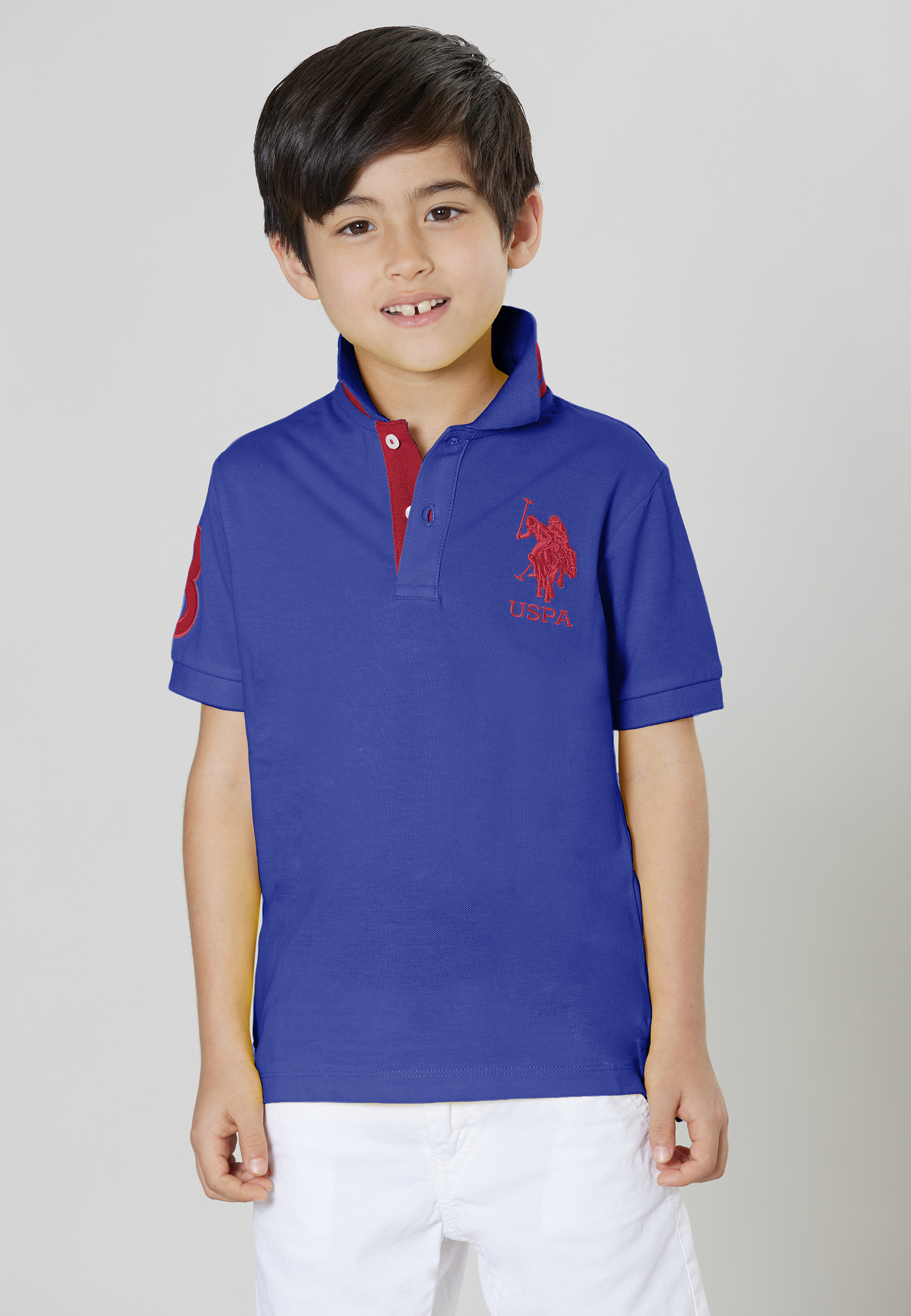 Polo shirt a maniche corte in cotone piquet con logo big e numero