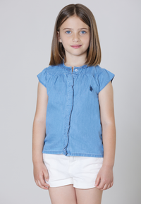 Camicia smanicata in denim twill premium quality