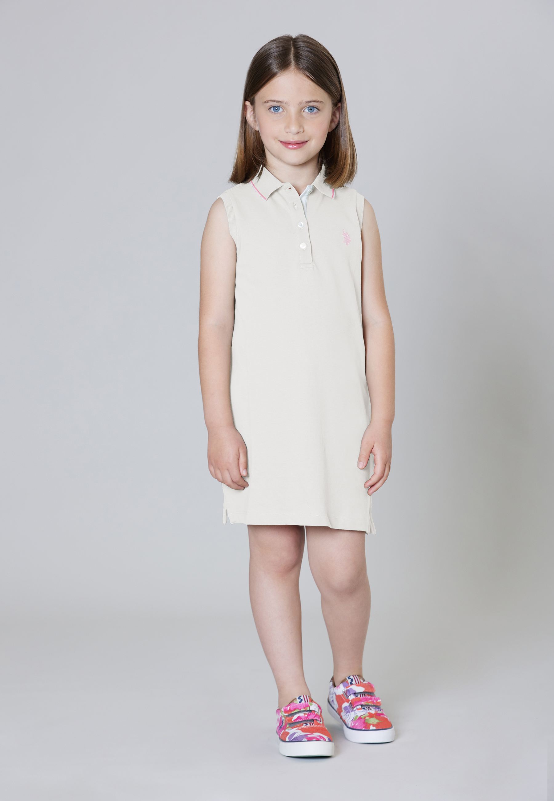 Abito smanicato in cotone stretch micropiquet