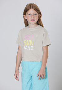T-shirt a maniche corte in cotone stretch con stampa frontale