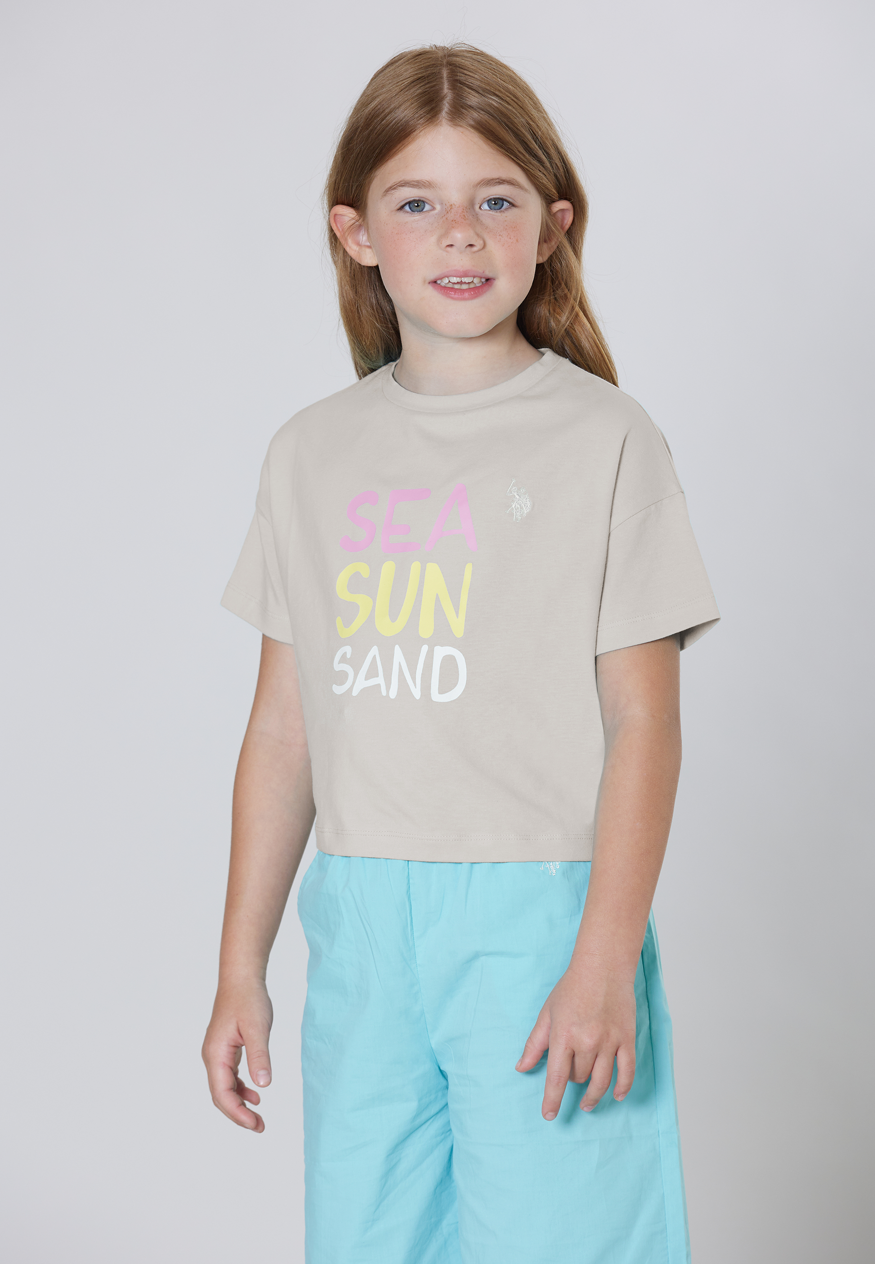 T-shirt a maniche corte in cotone stretch con stampa frontale