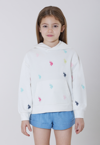 Felpa con cappuccio in cotone light stretch con ricami